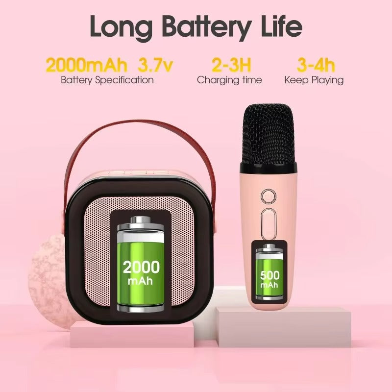 Bluetooth Speaker With 2 Wireless Mic RGB Light Home Family Singing Speaker